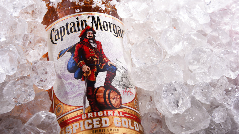 Captain Morgan bottle on ice