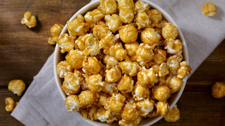 Bowl of caramel popcorn