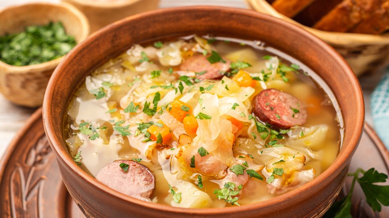 A bowl of cabbage soup