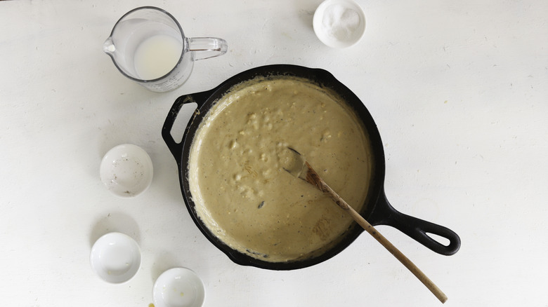 blue cheese sauce in pan