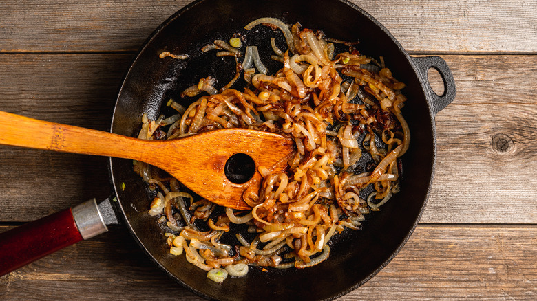 caramelized onions in a pan