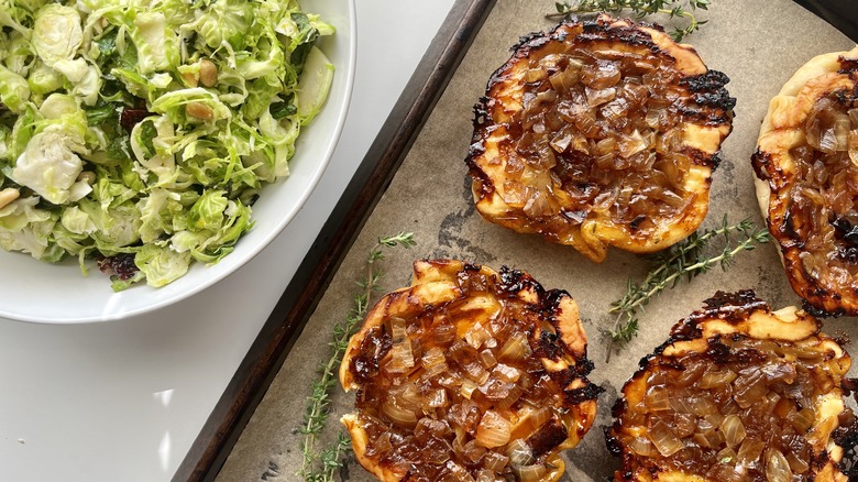 sweet potato tarts and salad