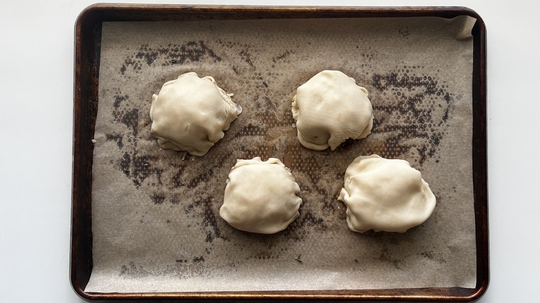 pastry bundles in pan