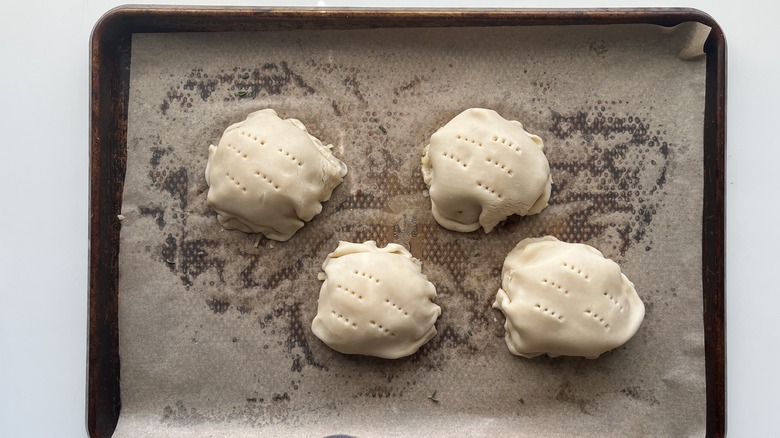 ventilated pastry bundles in pan