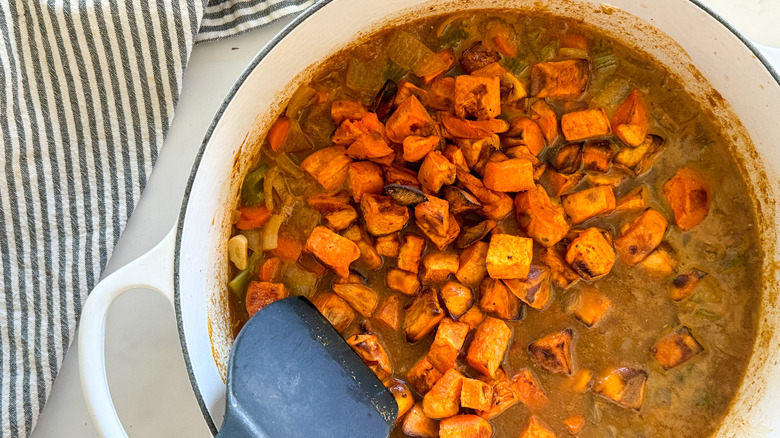 sweet potatoes in pot