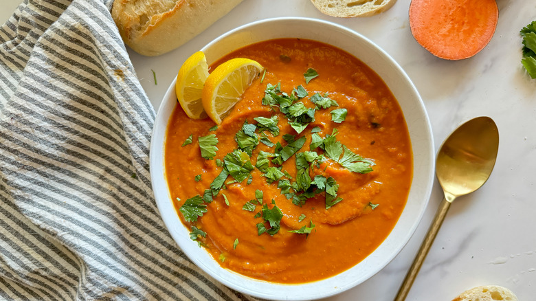 bowl of soup with cilantro