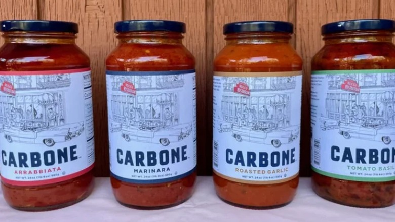 Assortment of Carbone pasta sauce flavors