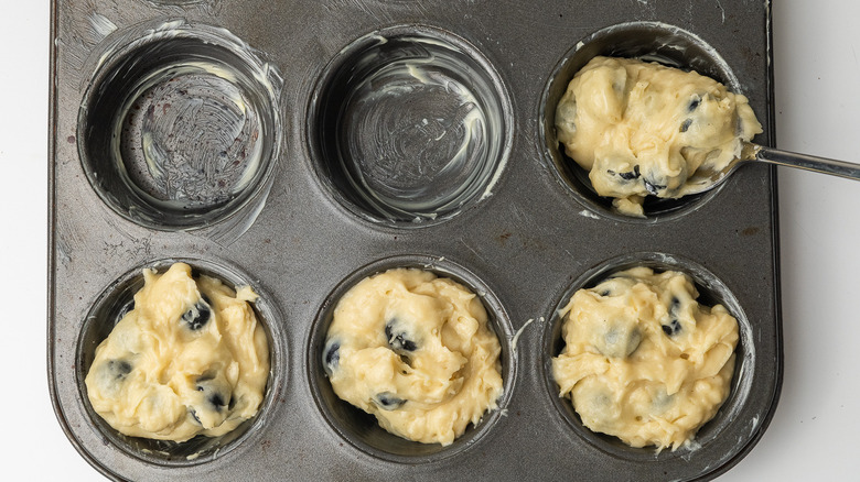 batter in muffin tins 