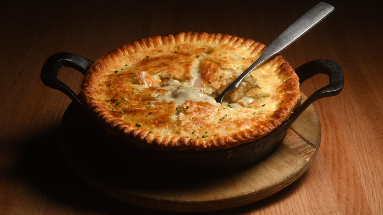 Chicken pot pie on table