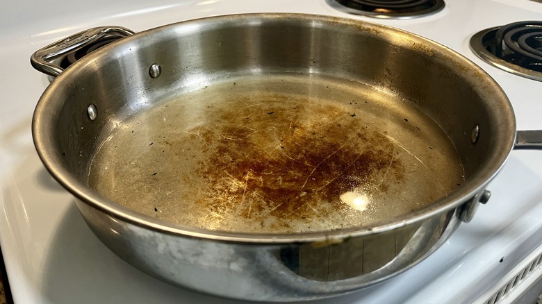 liquid in metal pan