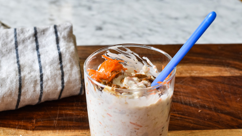 overnight oats in glass cup