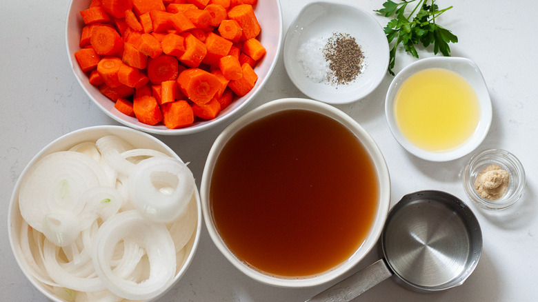 ingredients for carrot ginger soup
