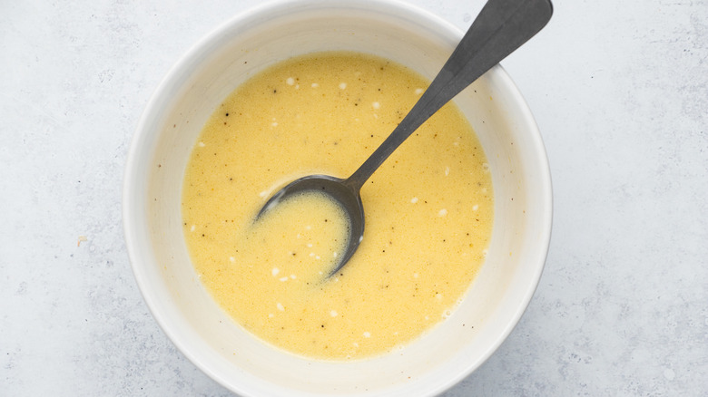 carrot slaw dressing in bowl 