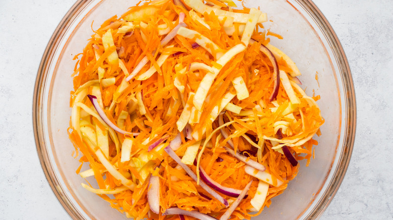 carrot slaw in bowl