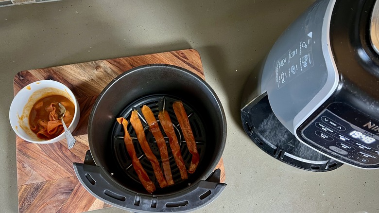 Carrot bacon in an air fryer