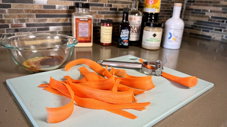 carrot slices on cutting board