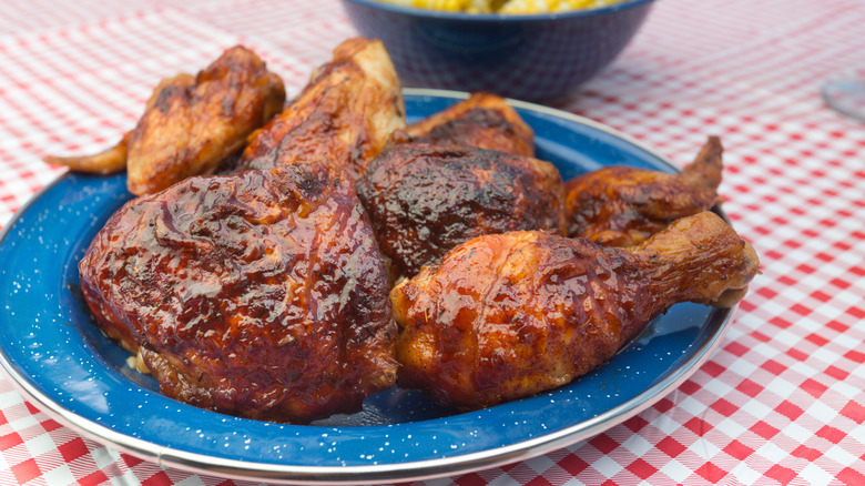 barbecued chicken on a plate