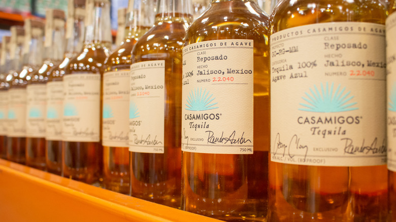 Bottle of Casamigos Reposado on shelf