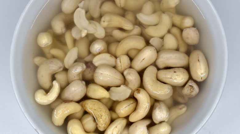 cashews soaking in water