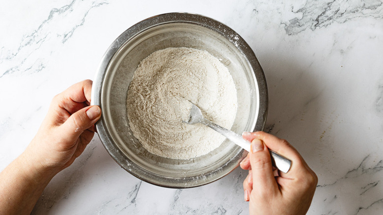 mixing dry ingredients with fork