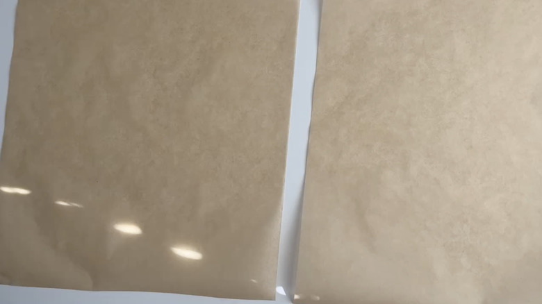 Parchment paper sheets on counter