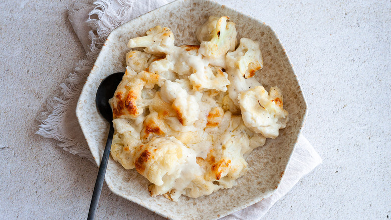 cauliflower au gratin on plate 