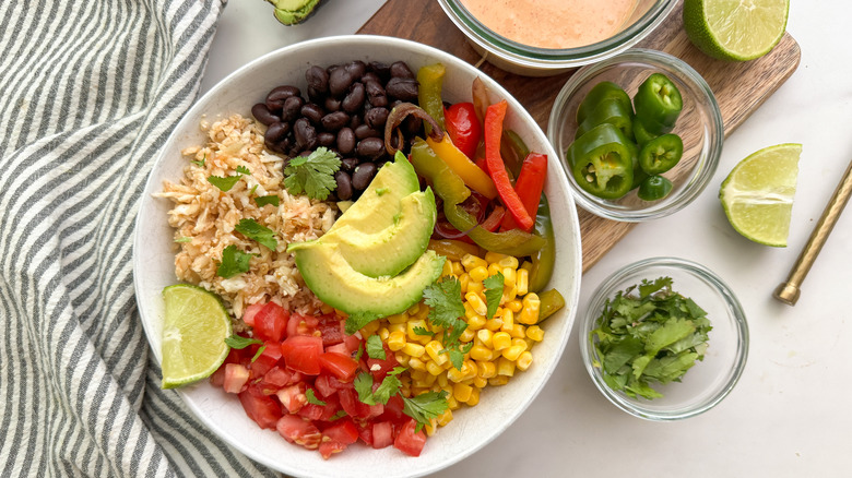 burrito bowl with toppings