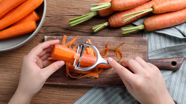 peeling carrots