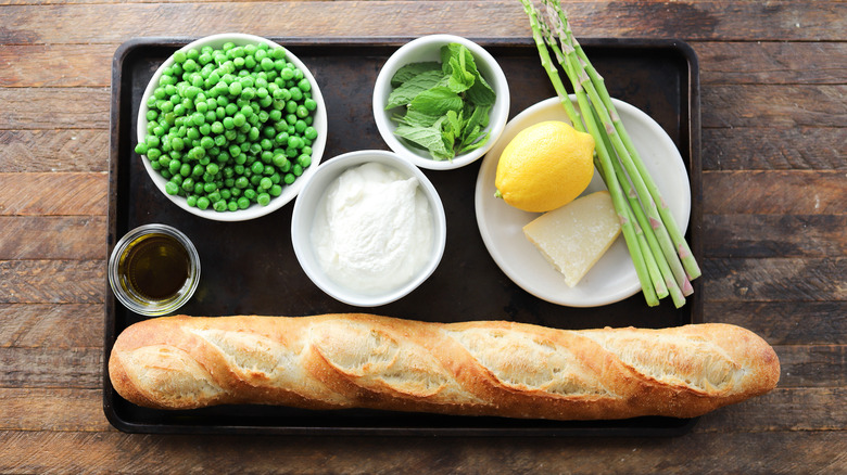 Ingredients for spring pea crostini