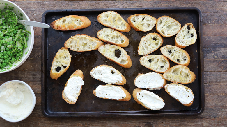 Ricotta spread on crostini