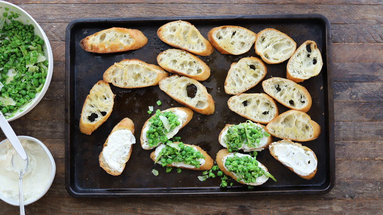 Ricotta toast topped with pea