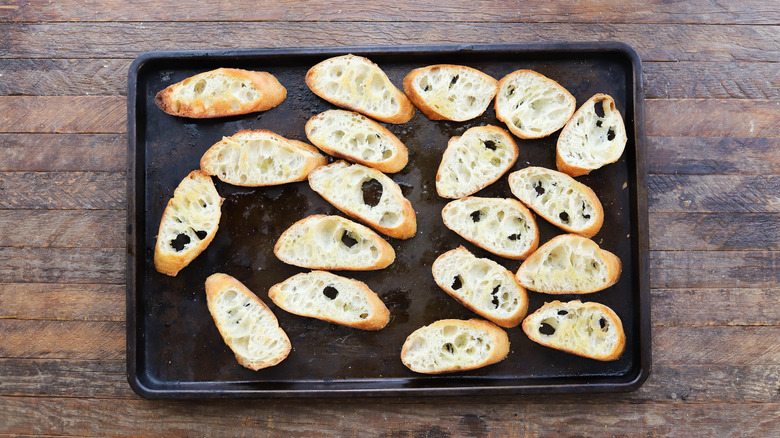 Toasted slices of cut baguette