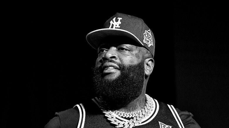 Rick Ross in black and white