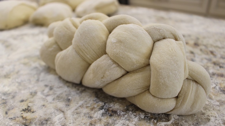 braided dough on counter