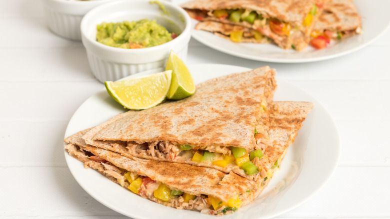 Quesadillas filled with tuna and vegetables