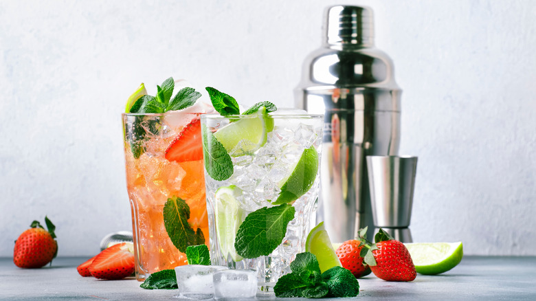 display of cocktails and ingredients