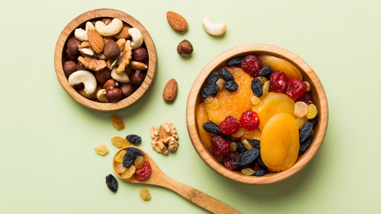 bowls of dried fruits and nuts