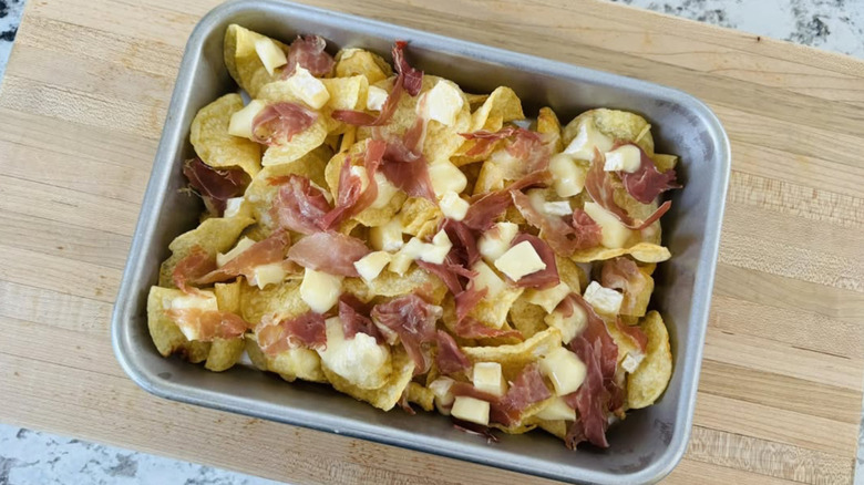 tray of charcuterie nachos