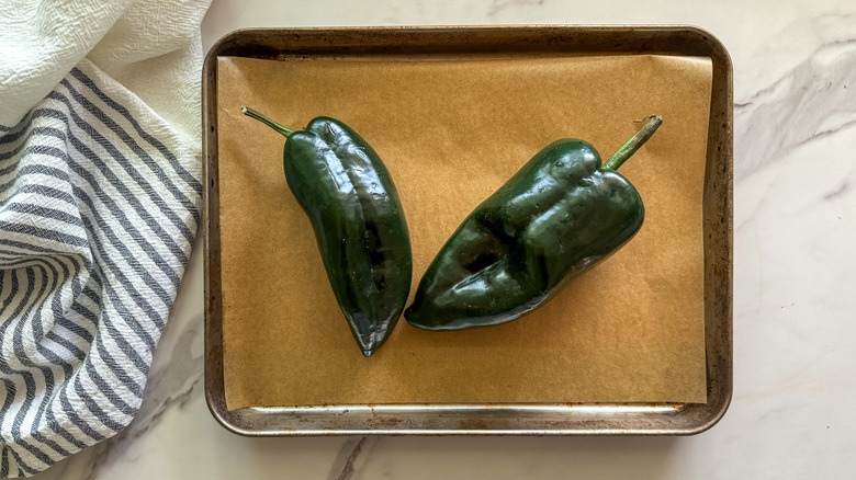  poblanos on sheet pan