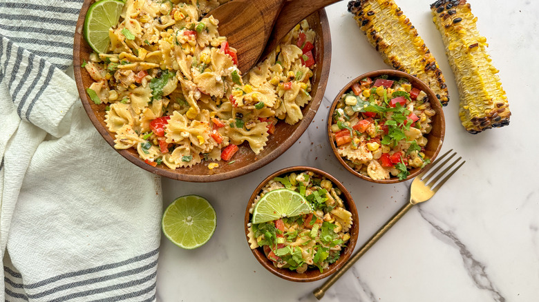 pasta salad in bowls