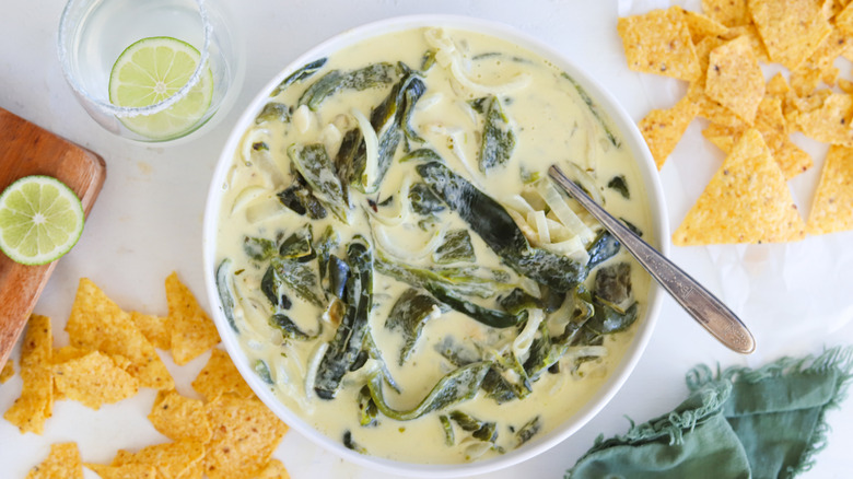 rajas con crema in a bowl