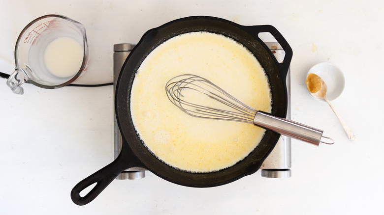 cooked cream in skillet