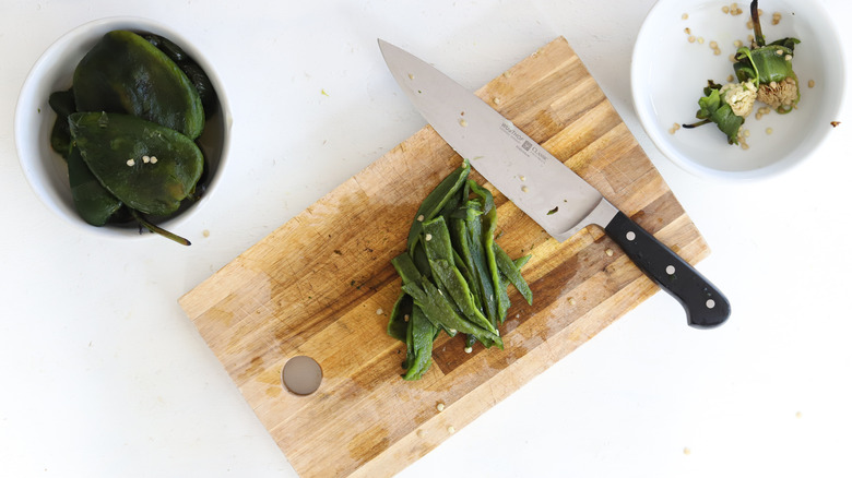 sliced poblano peppers