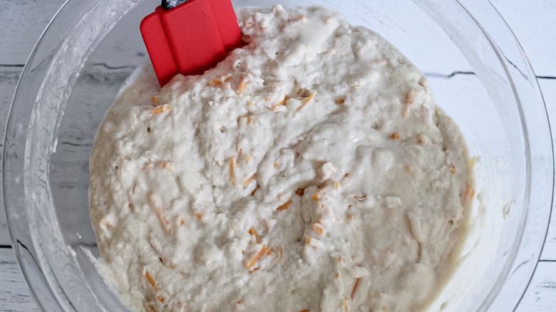 cheese bread batter in bowl