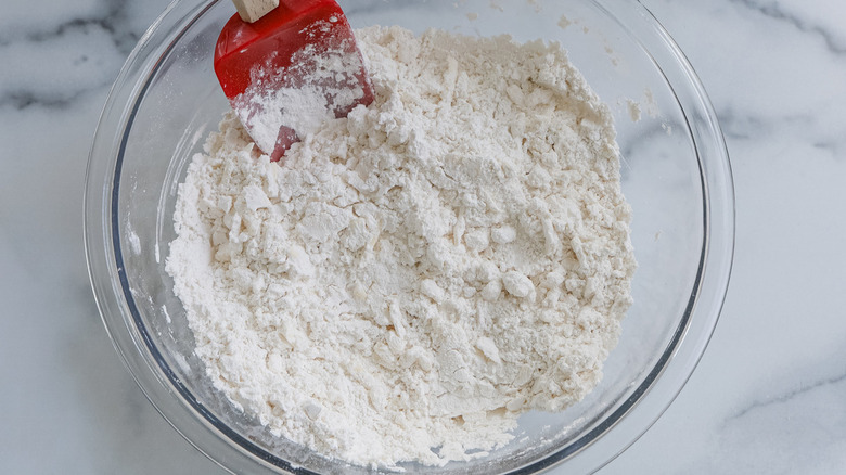 crumbly flour mixture in bowl