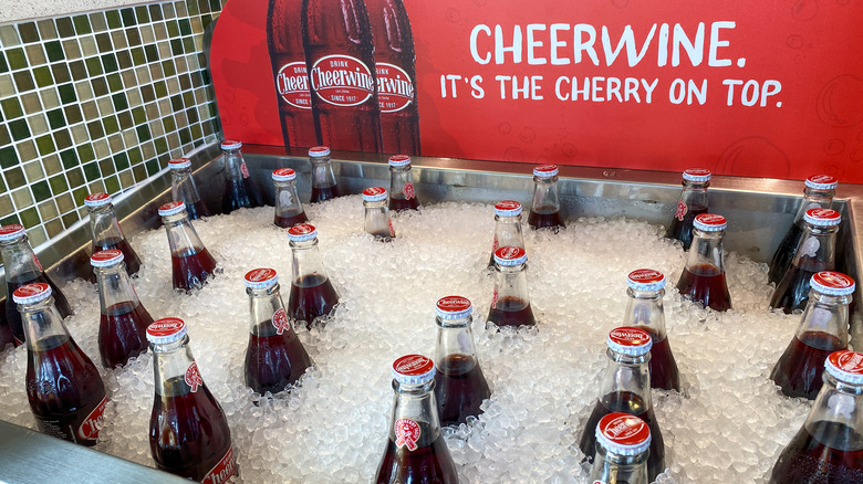 bottles of Cheerwine in ice