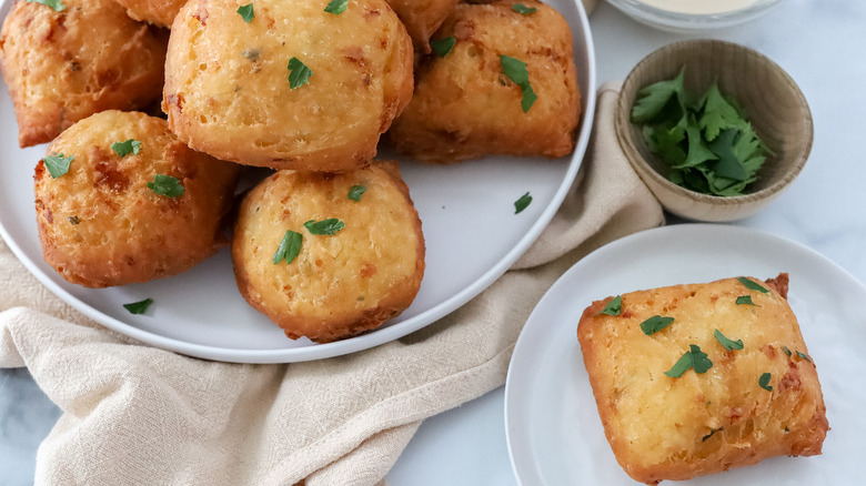 fried dough squares on plate