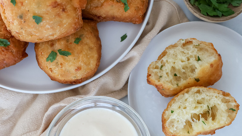 fried dough squares on plate