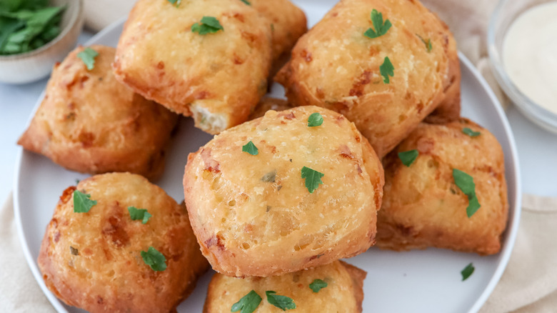 fried dough squares on plate