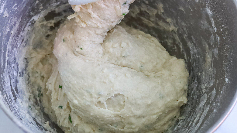 dough in metal bowl